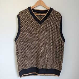 Vintage Van Heusen Grandpa Sweater Vest Mens XL V-Neck Classic Retro Preppy